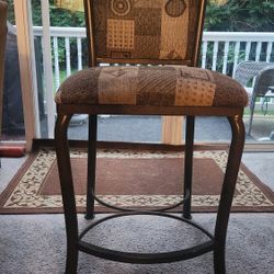 Wrought Iron Bar Stools/Counter Stools with tan/brown fabric cushion seat