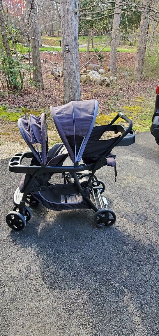 Fold Up Double Seat Stroller