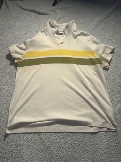 Alfani T-Shirt - White & Yellow/Green Striped - Size:XXL