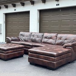 Couch/Sofa Sectional - Brown - Leather - Delivery Available 🚛