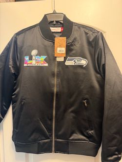 SMALL Mitchell & Ness Seattle Seahawks Super Bowl Satin Bomber Jacket