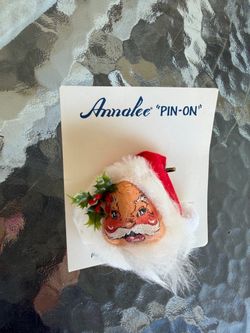 1 Christmas Ornament  Pin-On W/Holly 1987 Vintage 3 Available $10 EACH