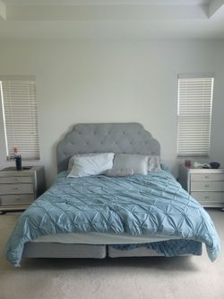King size bed with backboard and frame