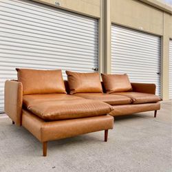 Pure Leather Cloud Cushions Carmel Sectional 
