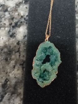 Natural Agate Geode Cross Section Necklace