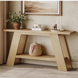 Treocho 63 Inch Long Console Tables for Entryway, 2-Tier Modern Wood Sofa Table with Shelf Behind Couch, Contemporary Narrow Entryway BRAND NEW