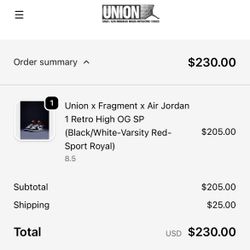 Air Jordan 1 X Fragment X Union Aj1 