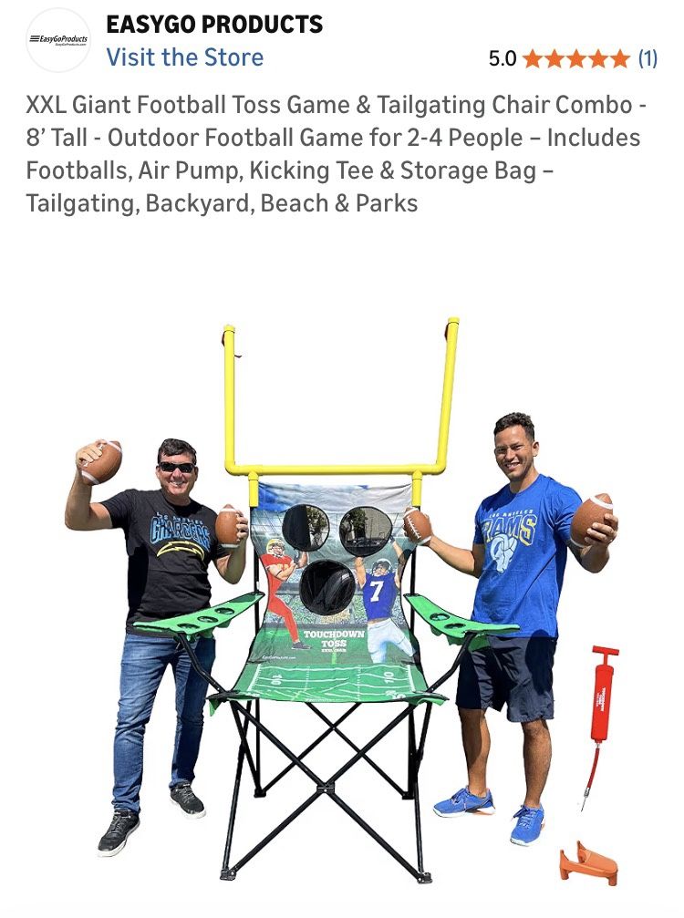 XXL Giant Football Toss Game & Tailgating Chair Combo - 8’ Tall