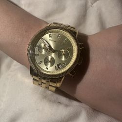 Michael Kors Gold Chronograph Watch with Crystal Markers
