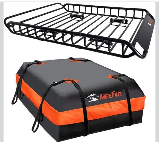 MeeFar Roof Rack Carrier Basket Universal Rooftop 51" X 36" X 5" + Waterproof Bag 15 Cubic Feet