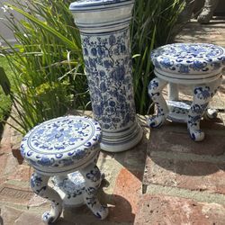 Chinoiserie Blue And White Porcelain Garden Stool 3 