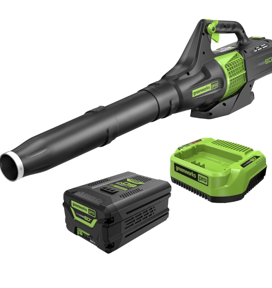 Greenworks 60V 450 CFM Cordless Leaf Blower, 2.0 Ah Battery and Rapid Charger