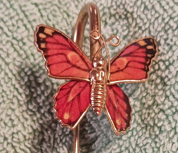 Vintage Long Goldtone Multi Color Orange, Yellow  and Black Butterfly Bookmark