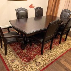 Brand New/ Brown Formal Extendable Dining Room Set-Table And Chairs/ Comedor 
