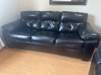 Black faux leather 3-seat sofa and Love seat  - $350