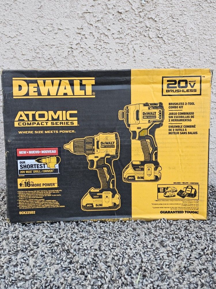 Dewalt ATOMIC 20-Volt MAX Lithium-Ion Cordless Combo Kit (2-Tool) with (2) 2.0Ah Batteries, Charger and Bag Brand New 