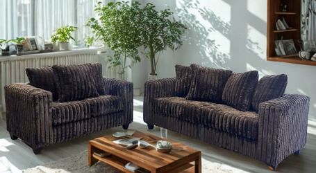 FREE White Glove Delivery – S300 Gia Chocolate Sectional | Brand New