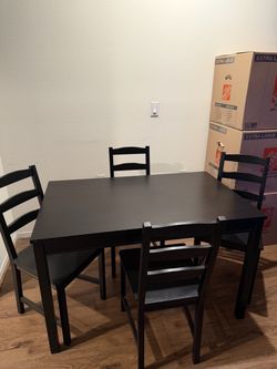 Black Dining Table & 4 Chairs
