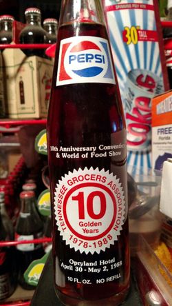 Pepsi Tennessee Grocers Association 10 years bottle