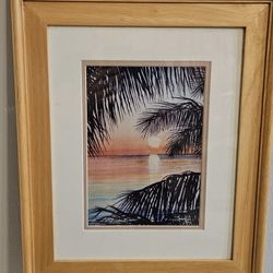 Beautiful Oceanic Beach Tropical Sunset Painting