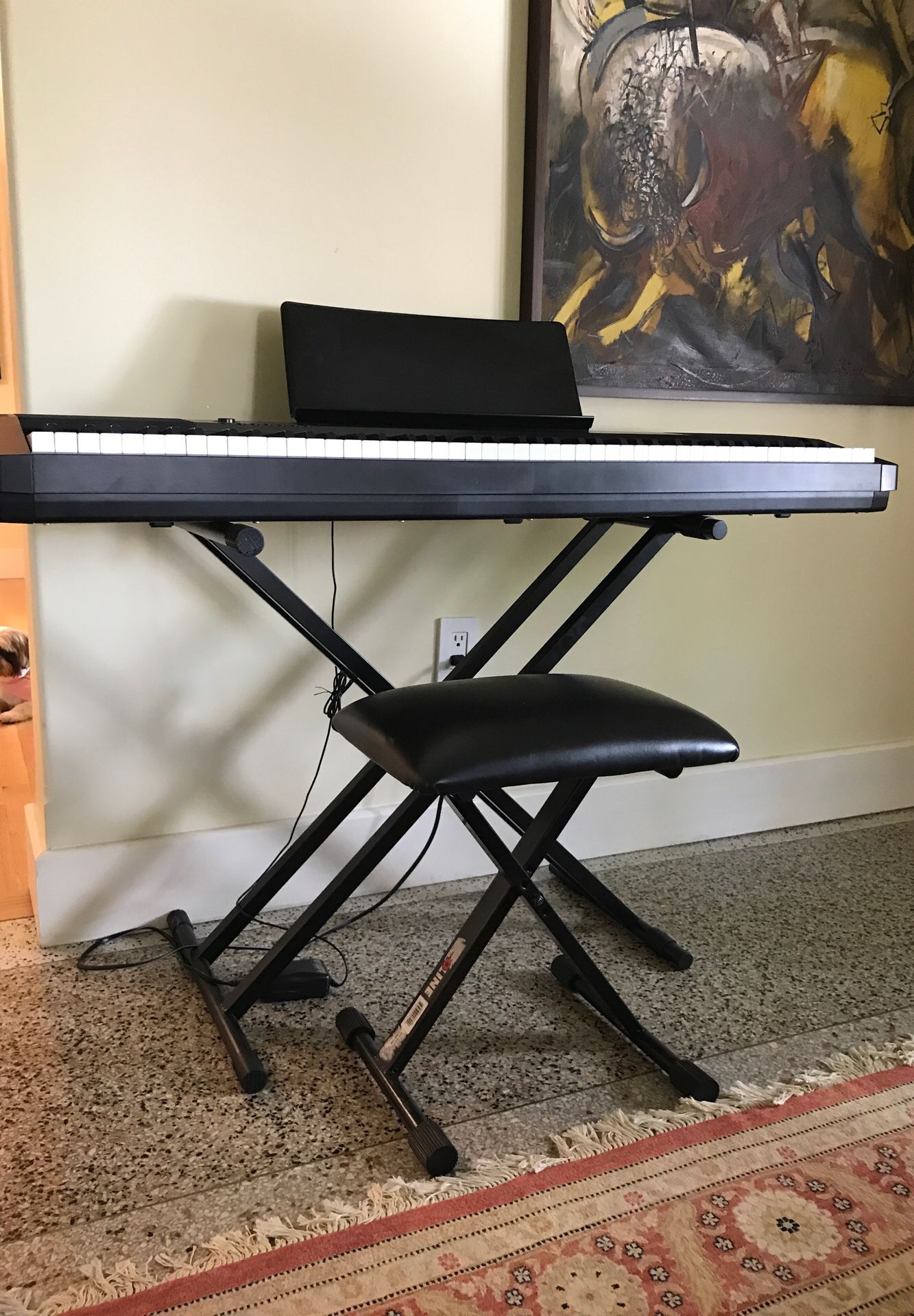 Casio key board. W/pedal and stand with bench