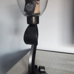 Iron w Glass Candle Holder