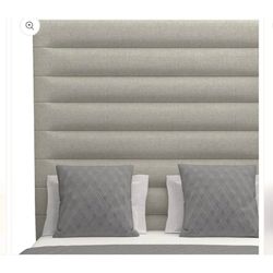 NATIVA INTERIORS KING UPHOLSTERED PLATFORM BED – PERFORMANCE LIGHT GREY FABRIC