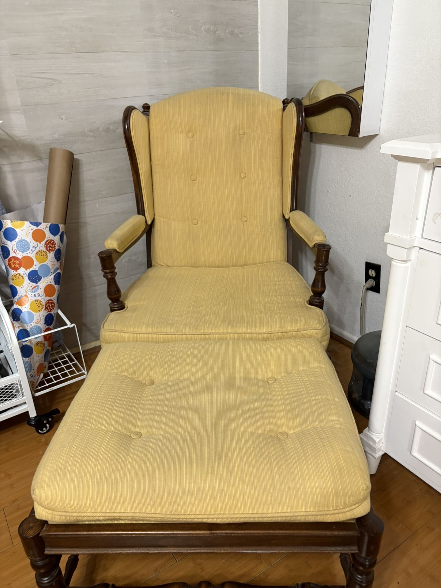 Vintage Ethan Allen Wingback Chair & Ottoman