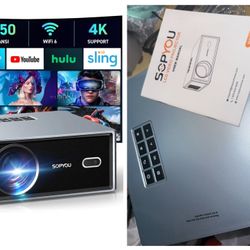 Open Box New Electric Focus/Auto Keystone] Projector with WiFi and Bluetooth, Native 1080P 4K Support Outdoor Movie Projectors Max 450" Display, SOPYO