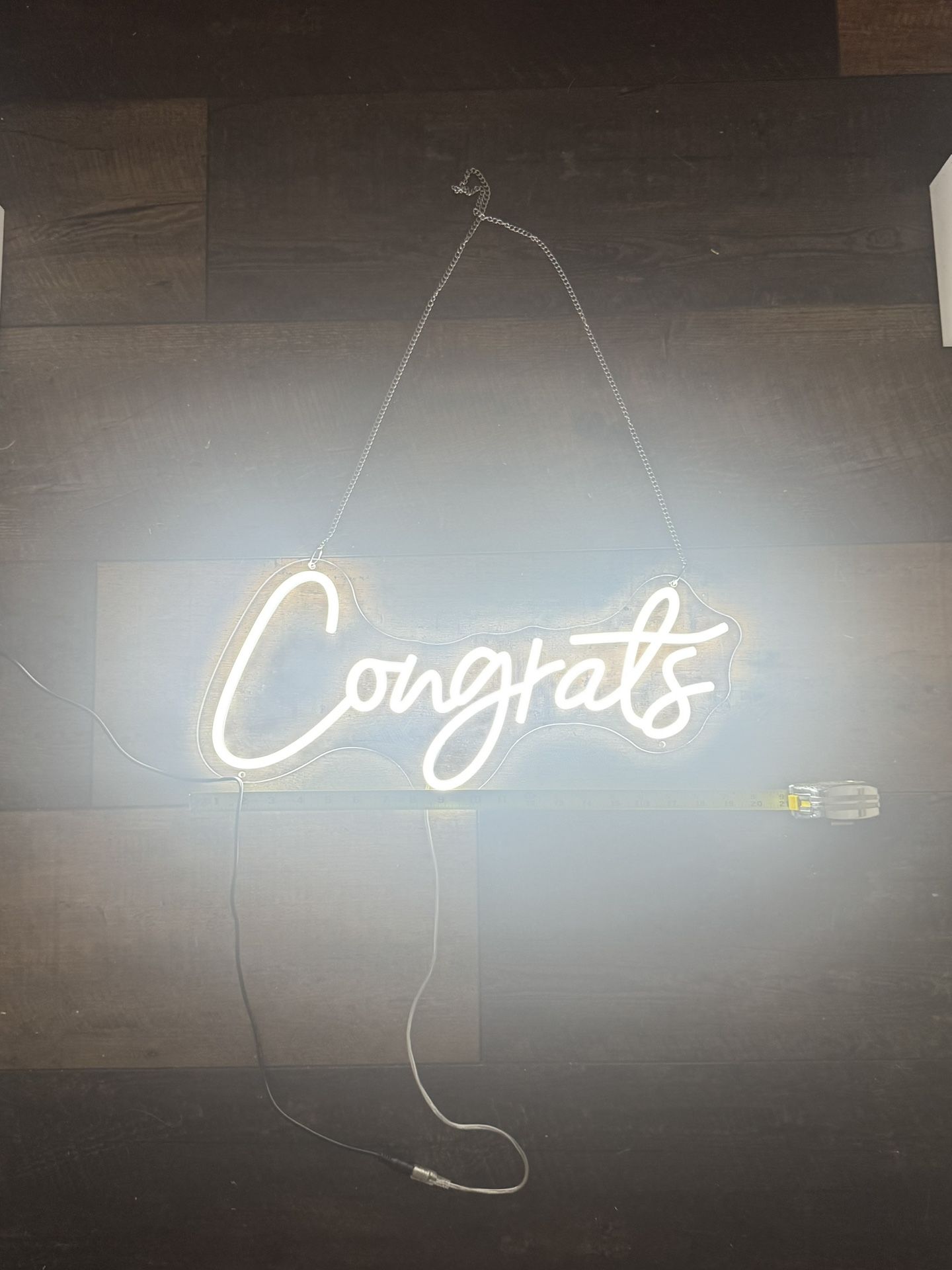 White Neon Congrats Sign