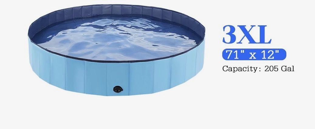 BRAND NEW IN BAG Foldable Swimming Pool 71'' Plastic Kiddie Pool Professional Collapsible Kids Baby and Toddler, 71 x 12 Inches Blue