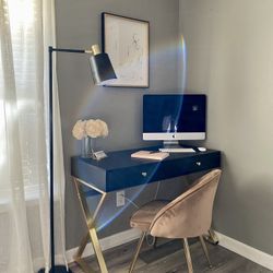 Black And Gold Office Writing Desk 