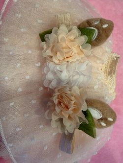 Baby Floral Headband with dear ears and a Tutu skirt.