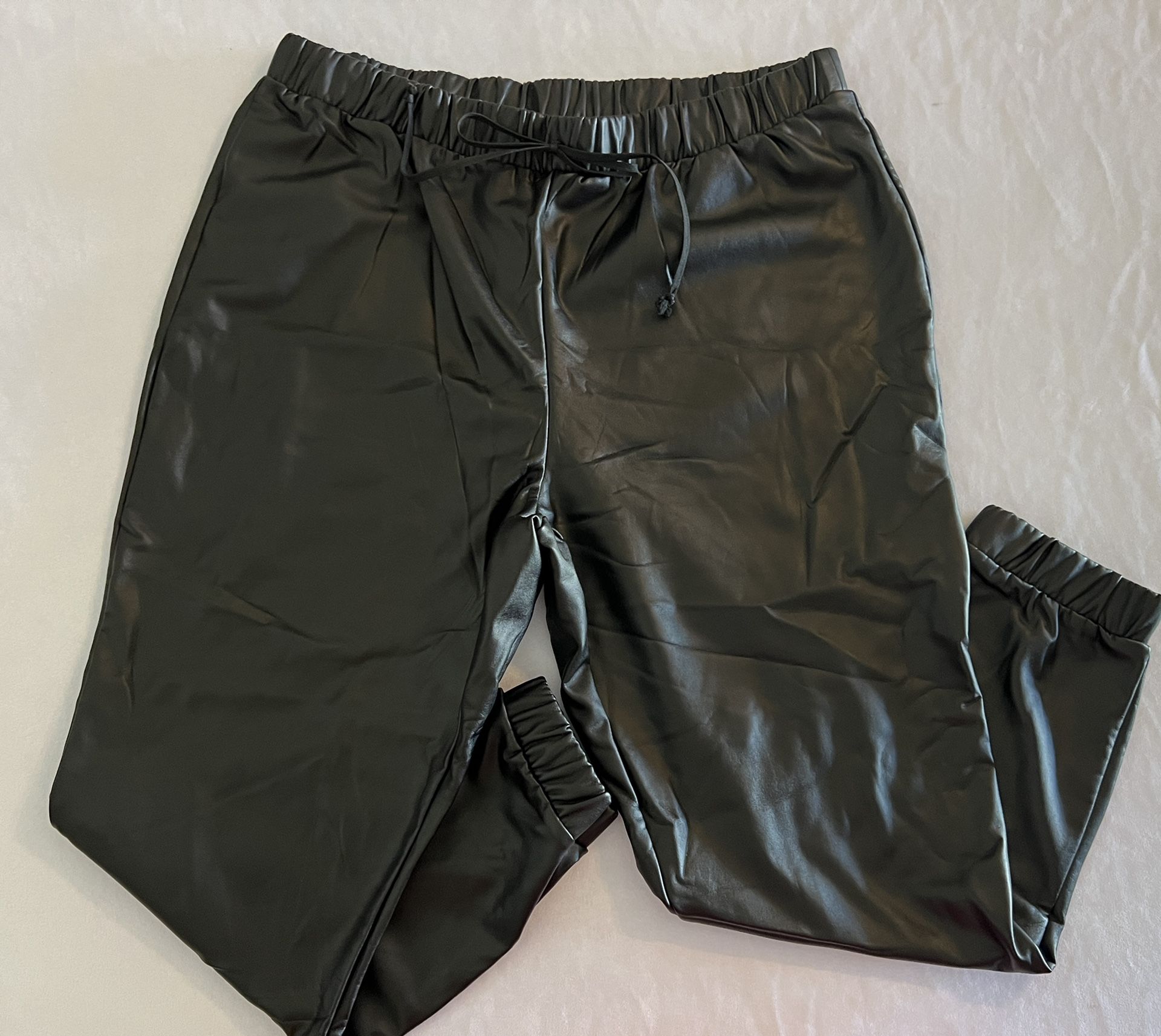 2X Rue 21 Plus Size Black Faux Leather Cargo Joggers Spandex XXL NWOT NEW Winter. NEW WITHOUT TAGS BB A