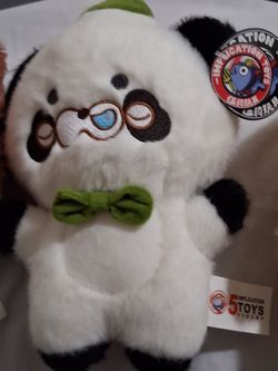 Cute Panda Plush Toy with Glasses & Bow Tie – Kawaii Soft Stuffed Animal