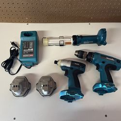 Makita drill, driver, light set