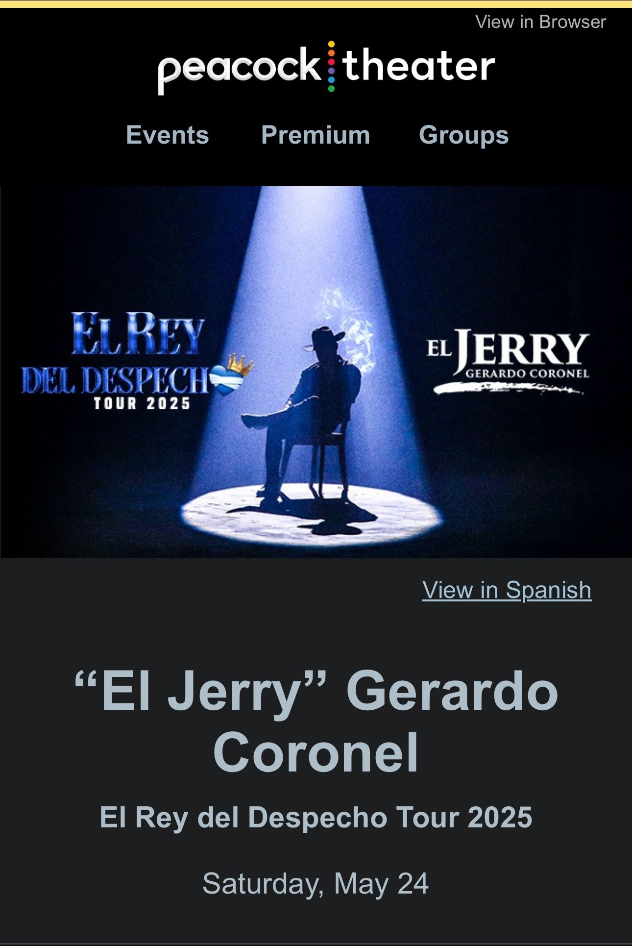 GERARDO CORONEL EL JERRY 🔥🎤🎸🎺🎷MAY 24 (2) TICKETS 🎫 🎫 $130