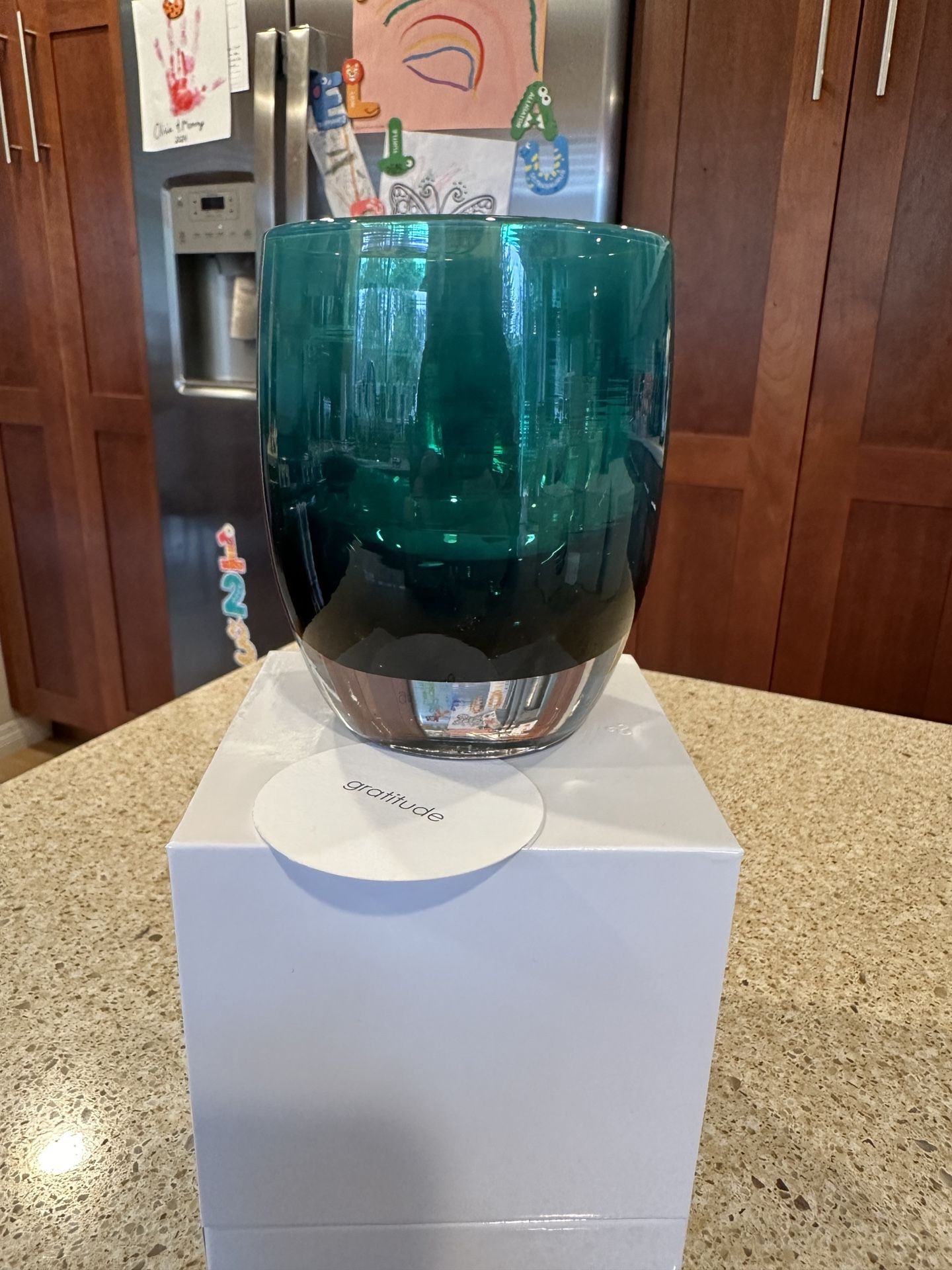 Glassybaby Gratitude Pre-Trisk Green Luster Holder