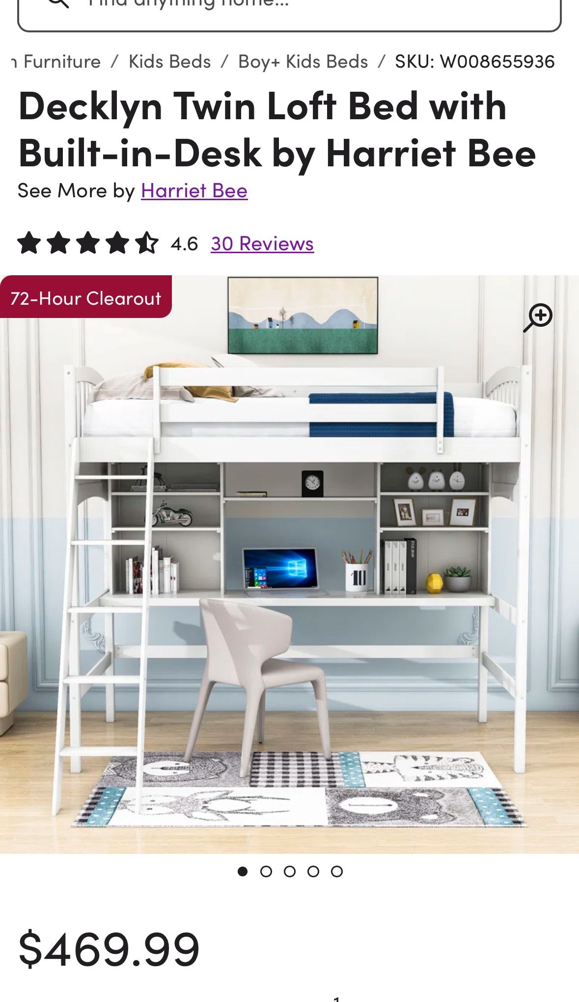 Decklyn Twin Loft Bed with Built-in-Desk by Harriet Bee