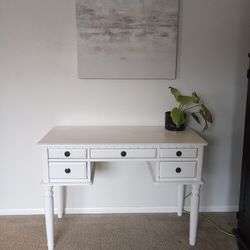 White Writing Table Desk 5 Drawer School 