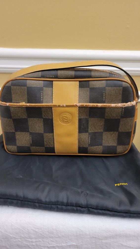 Fendi Multi-Colored Checkered Pattern Crossbody Handbag 