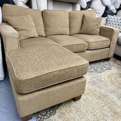 Tan Reversible Chaise Sectional Sofa