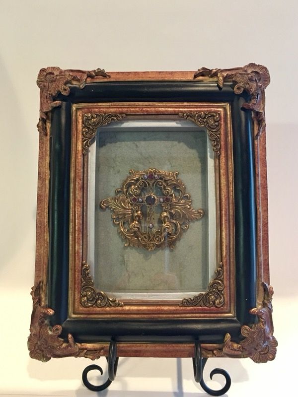 First Edition Jo Marz framed ornate 3D jeweled cross Unique