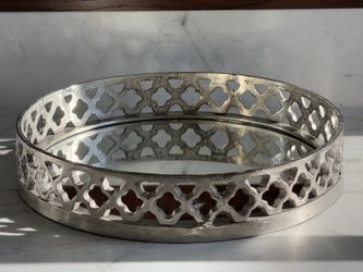 Beautiful Metal Mirrored Tray 16” Wide