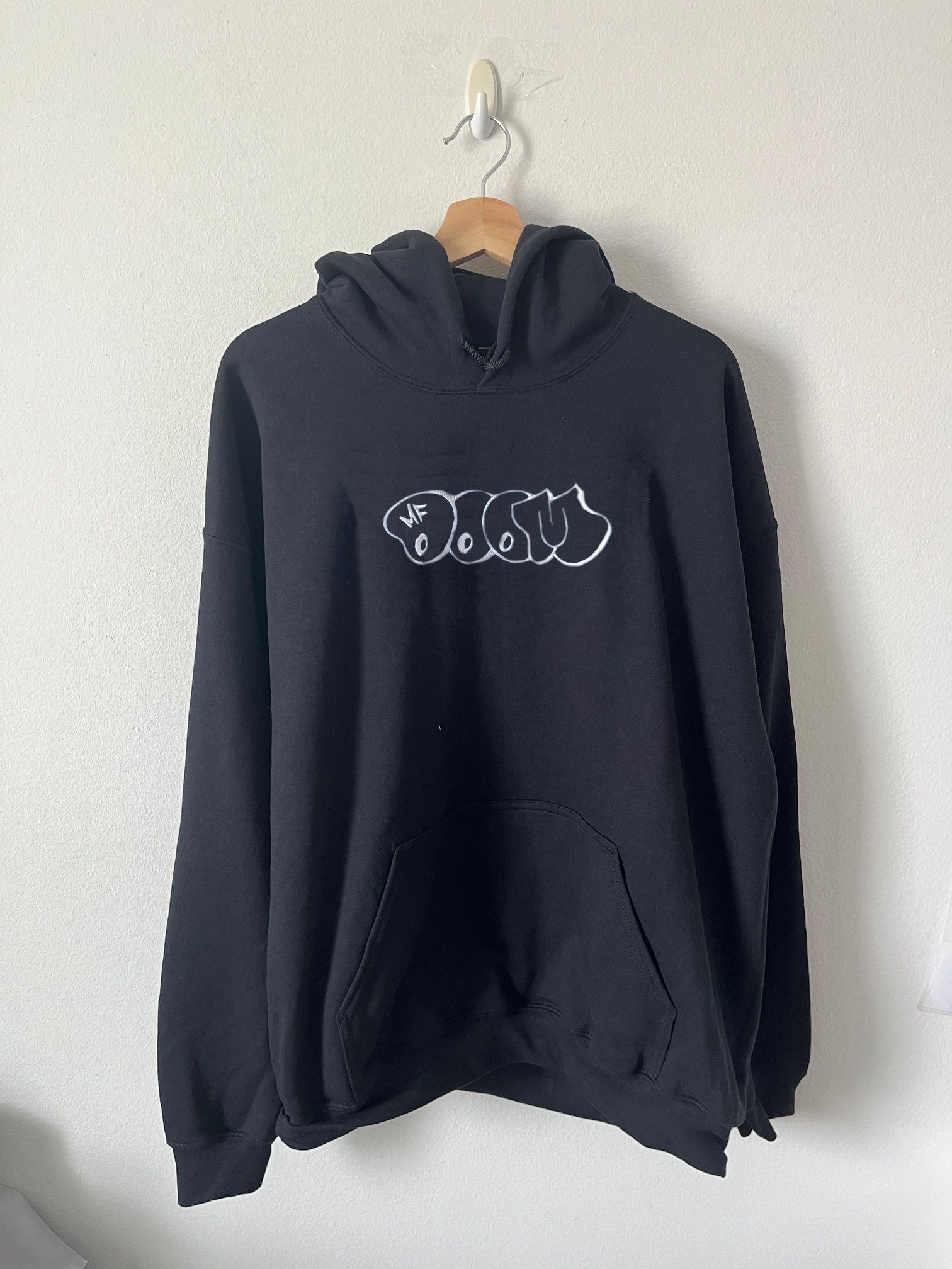 Black MF DOOM Madvillian Madlib Logo Embroidery Hoodie, Rare Hip Hop