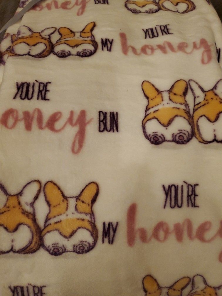 Corgi Butts You're My Honey Bun Plush Throw Blanket New