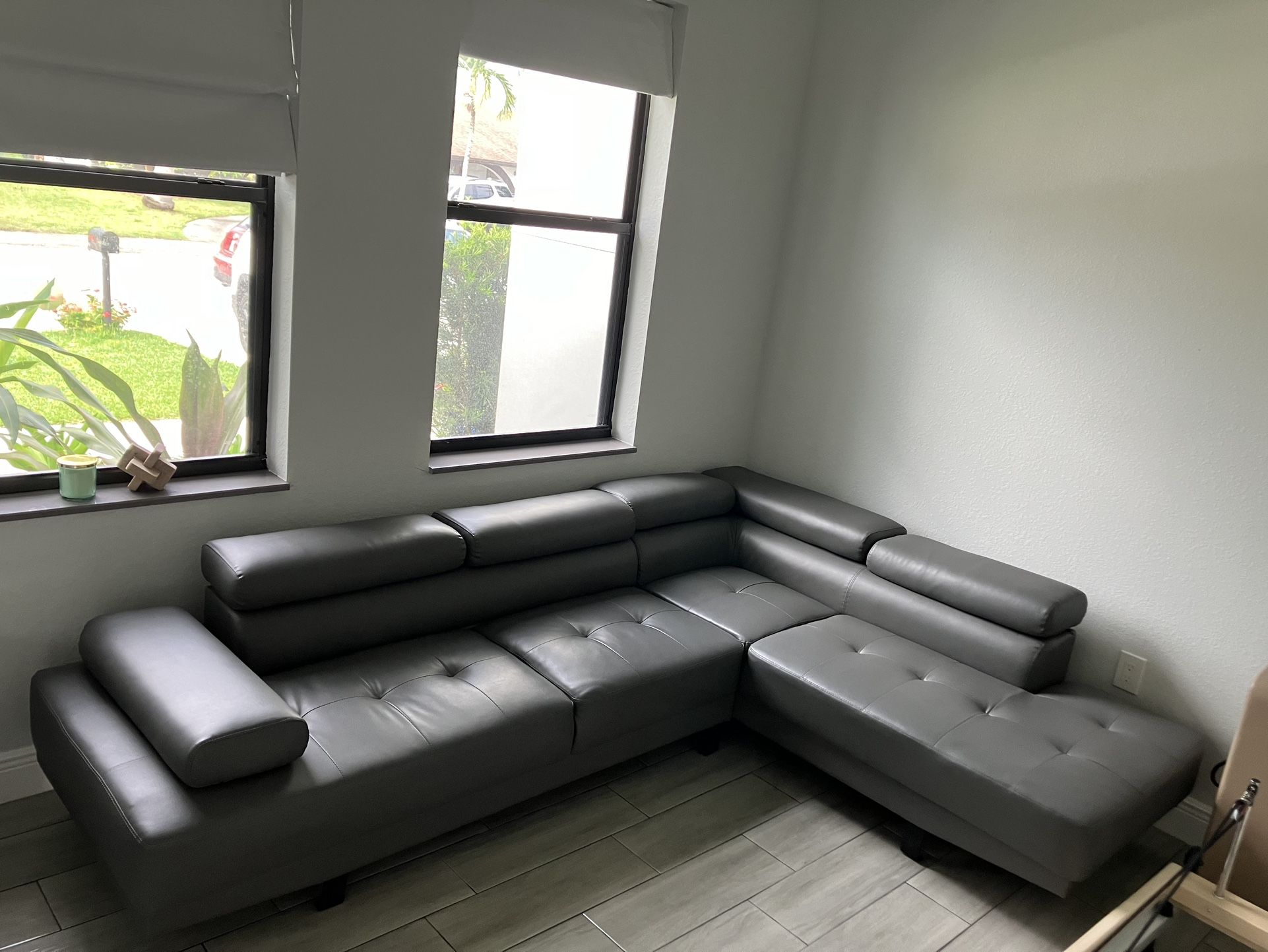 Brand New Grey Leather Couch 