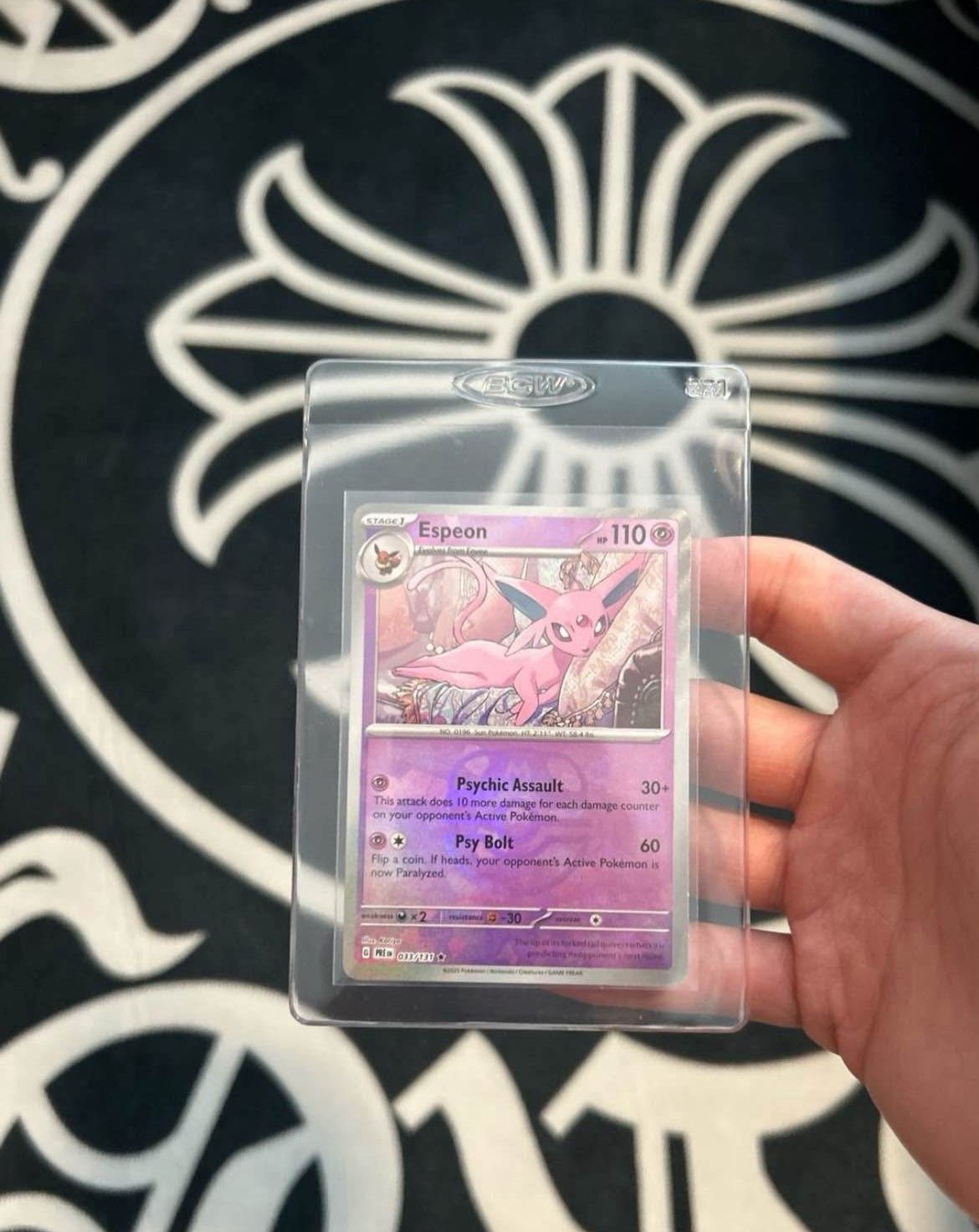 Pokemon Scarlet and Violet Prismatic Evolutions Espeon Master Ball Reverse Holo 033/131 card