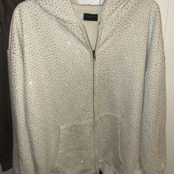 Balenciaga Rhinestone Zip Up Jacket 