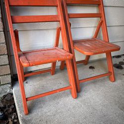 Pair Of Kids Wooden Chairs